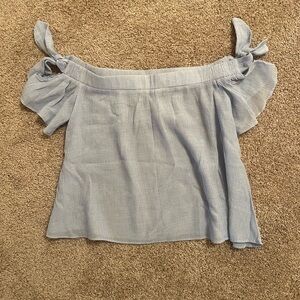 Elegant Off-Shoulder Light Blue Blouse